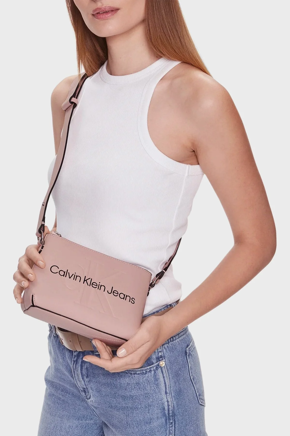 Calvin Klein Fermuarlı Ayarlanabilir Çapraz Askılı K60K610681TFT Bayan Çanta K60K610681 TFT PUDRA - 2