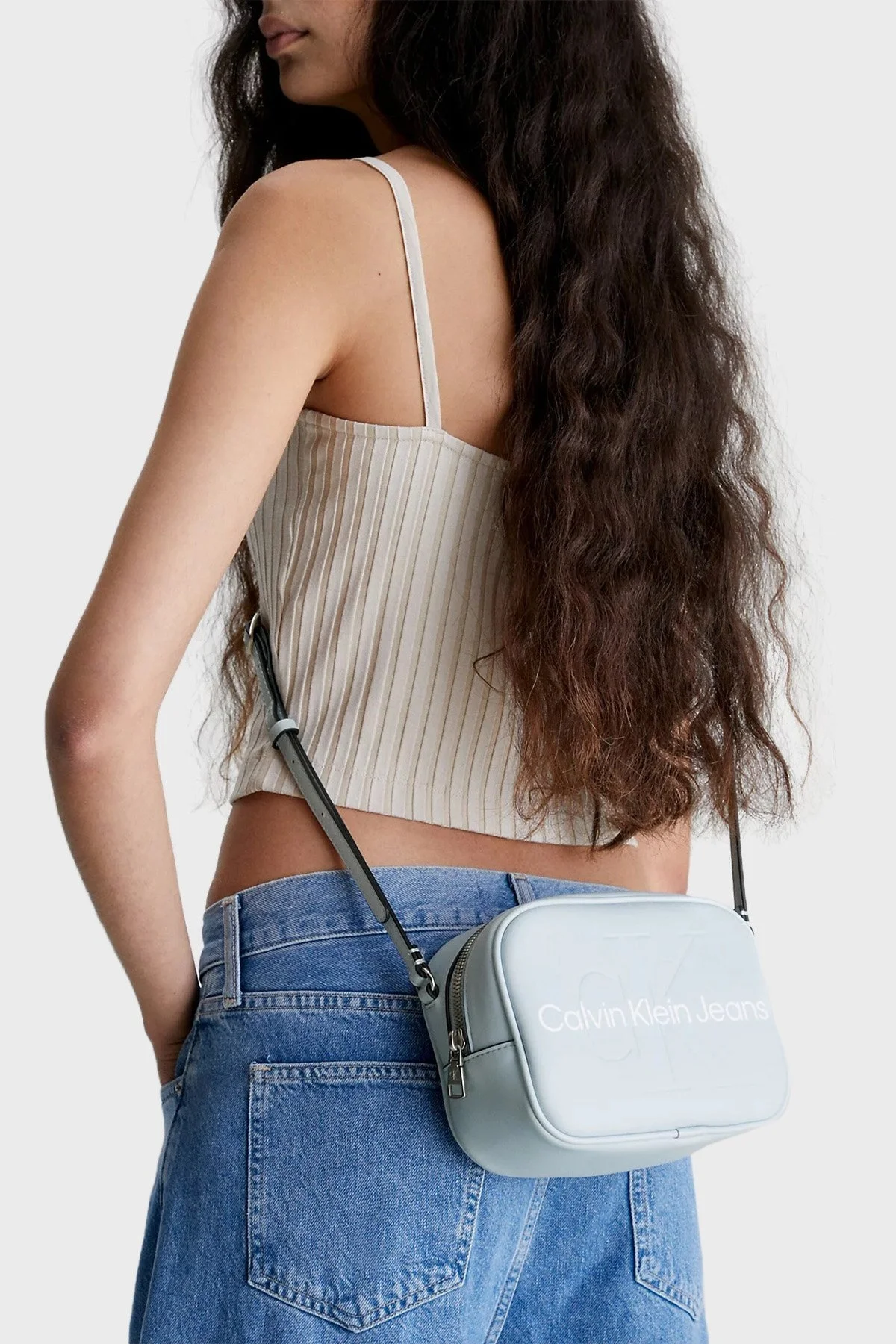 Calvin Klein Fermuarlı Ayarlanabilir Omuz Askılı K60K610275PNZ Bayan Çanta K60K610275 PNZ AÇIK MAVİ - 3