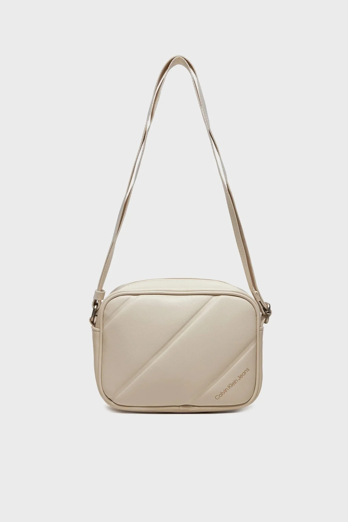 Calvin Klein Fermuarlı Çapraz Askılı K60K611821ACF Bayan Çanta K60K611821 ACF BEJ - 1