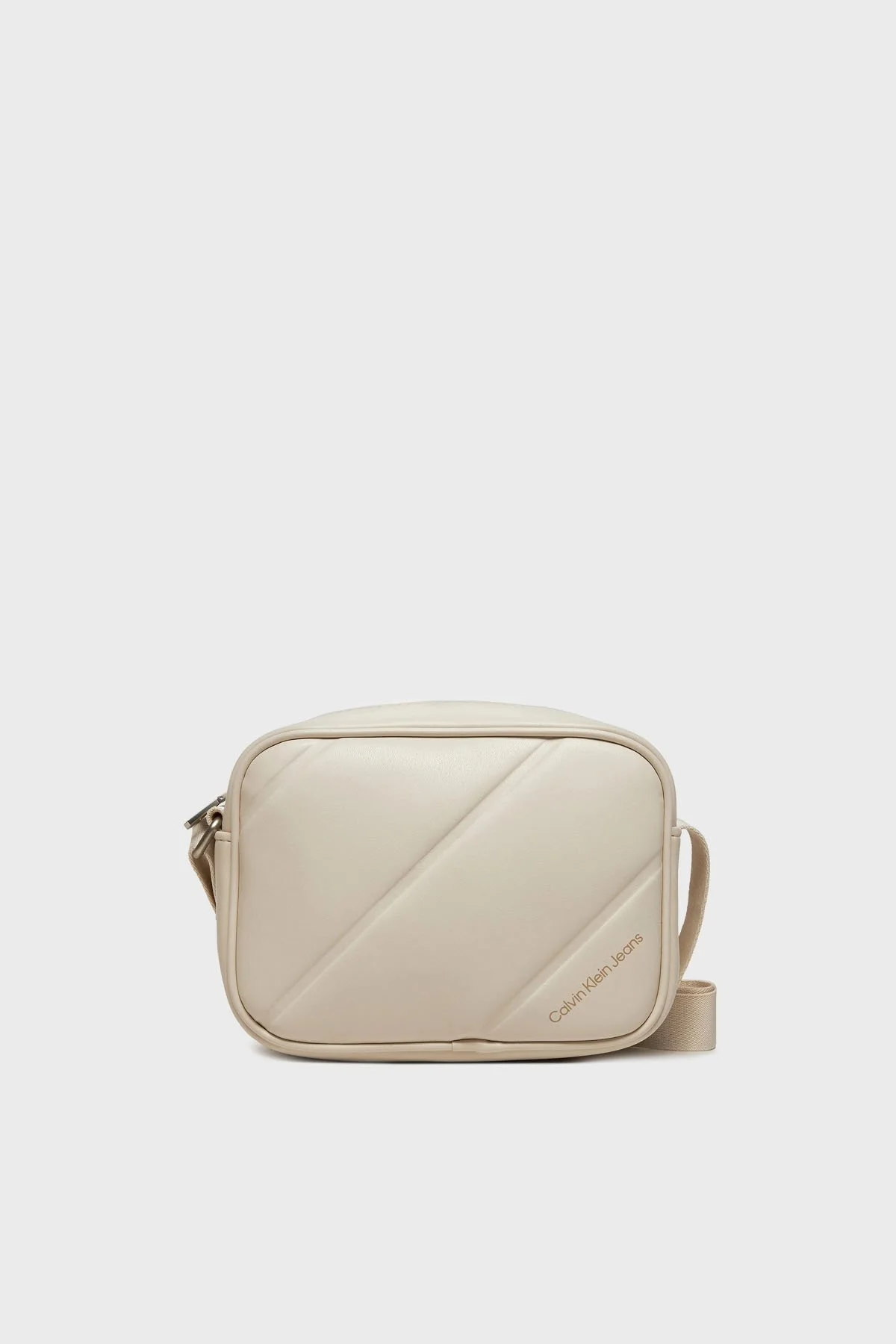 Calvin Klein Fermuarlı Çapraz Askılı K60K611821ACF Bayan Çanta K60K611821 ACF BEJ - 3