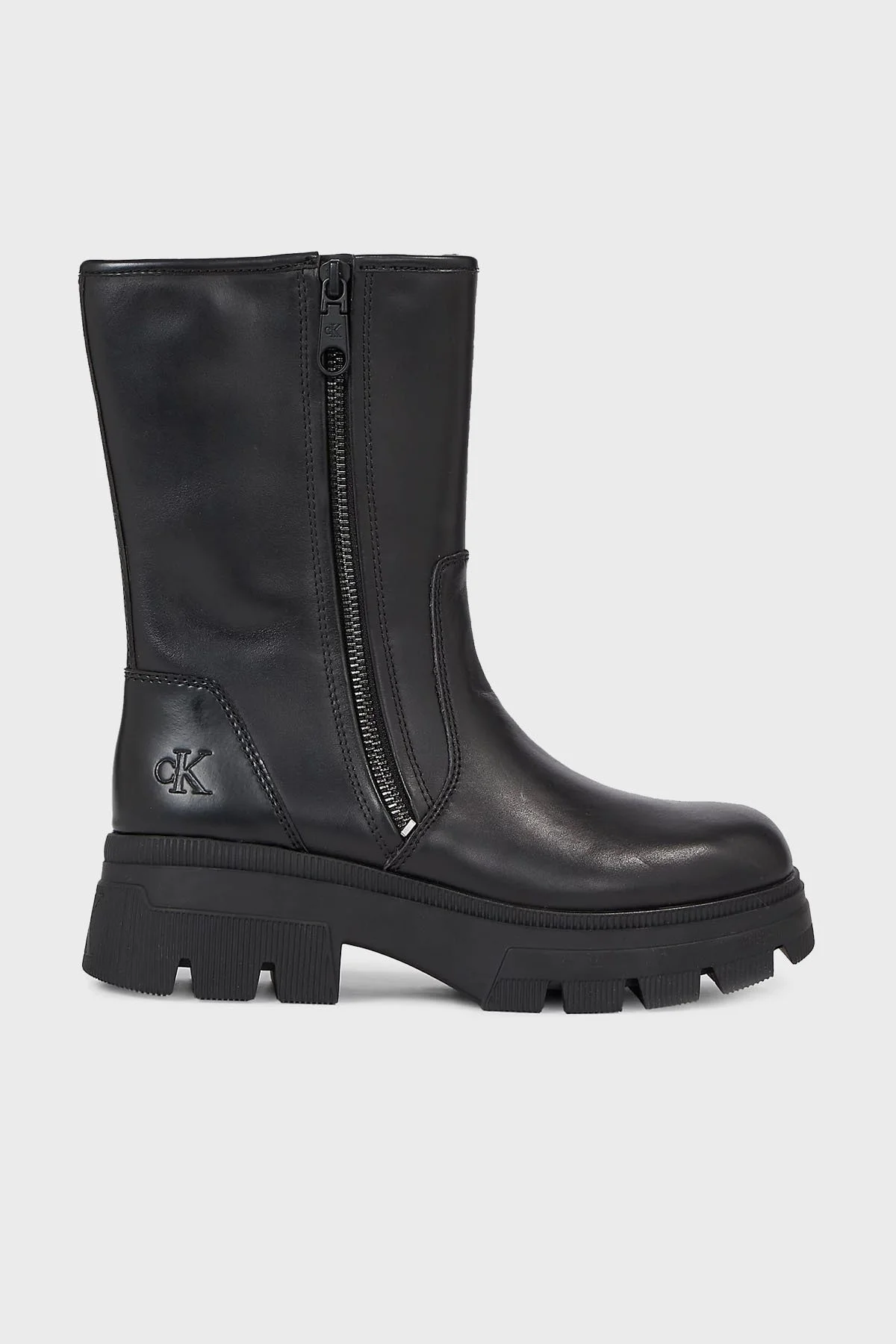 Calvin Klein Fermuarlı Deri YW0YW011090GT Bayan Bot YW0YW01109 0GT SİYAH - 1