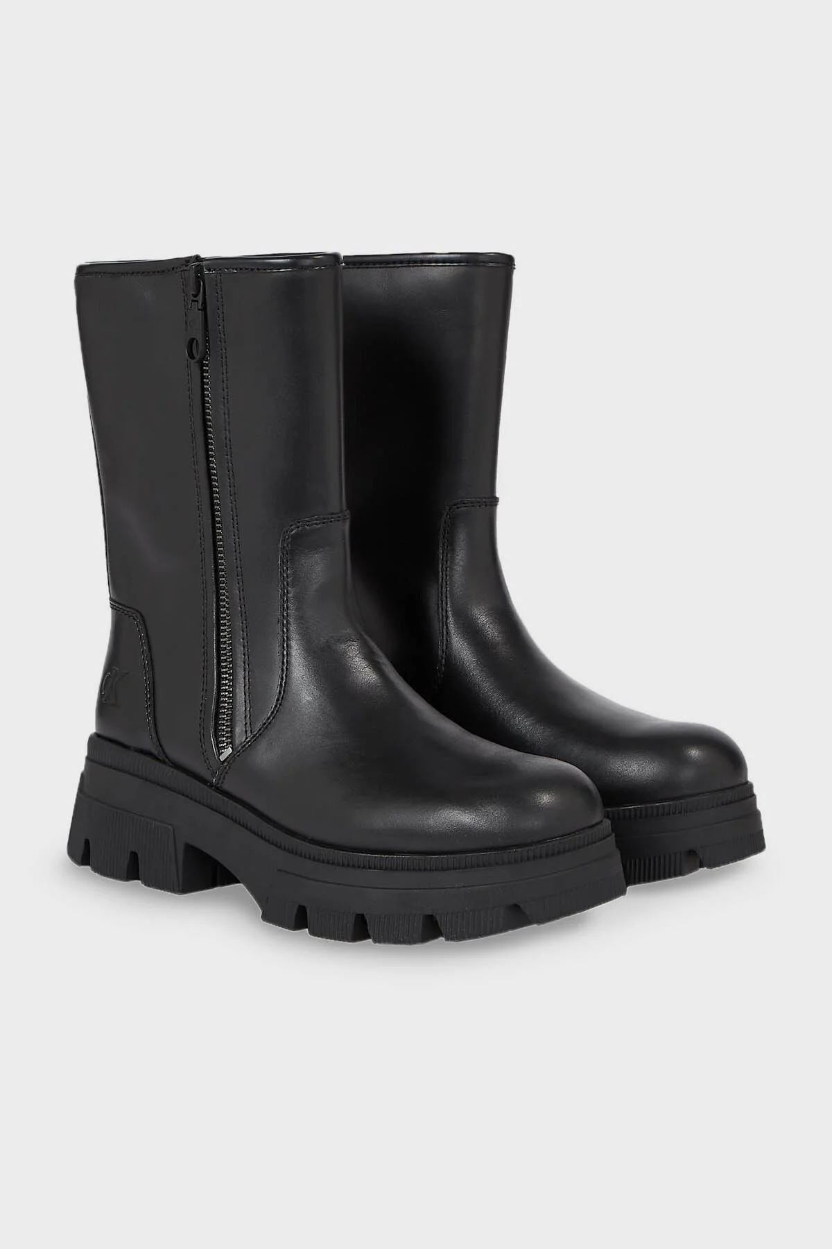 Calvin Klein Fermuarlı Deri YW0YW011090GT Bayan Bot YW0YW01109 0GT SİYAH - 3