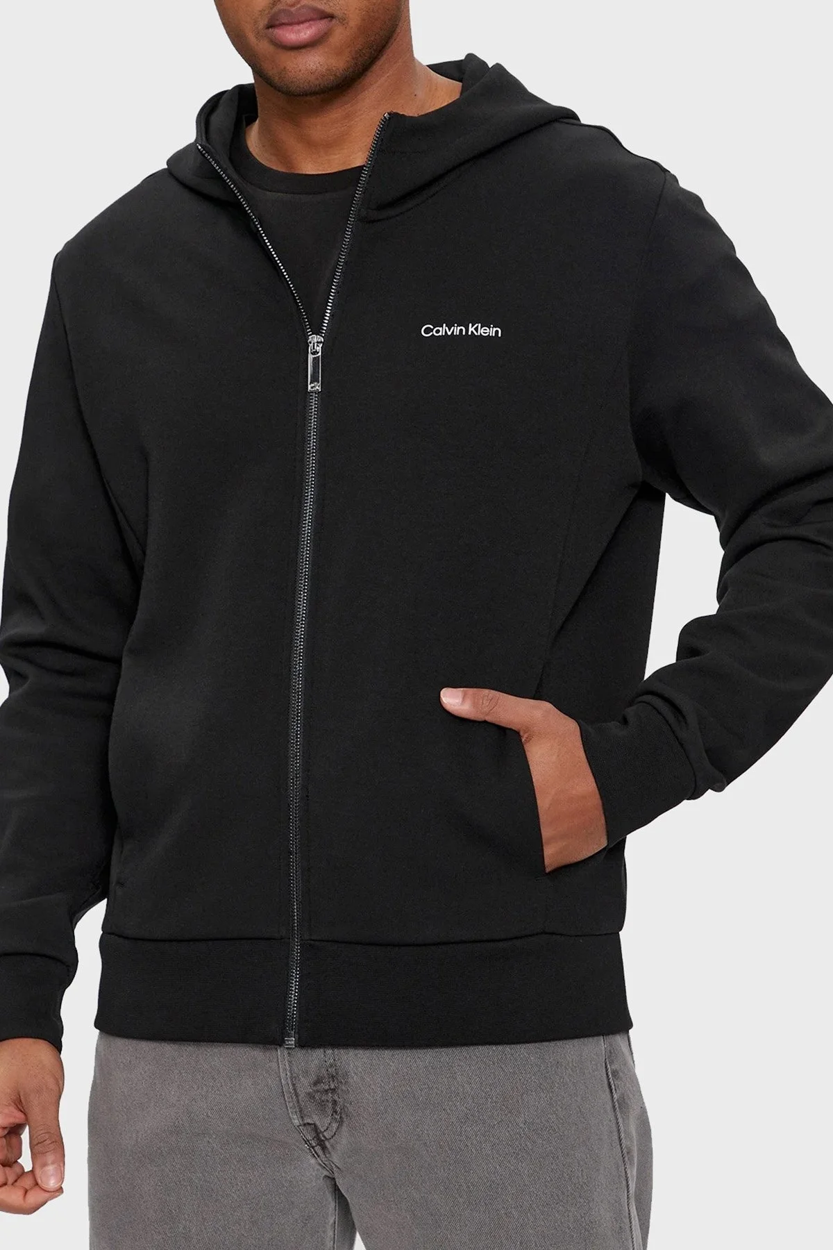 Calvin Klein Fermuarlı Kapüşonlu Regular Fit K10K112752BEH Erkek Sweat K10K112752 BEH SİYAH - 1