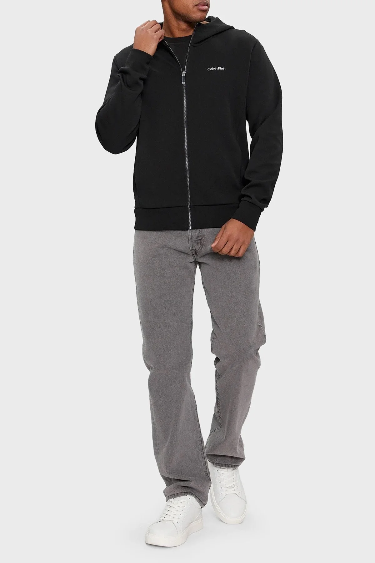 Calvin Klein Fermuarlı Kapüşonlu Regular Fit K10K112752BEH Erkek Sweat K10K112752 BEH SİYAH - 2