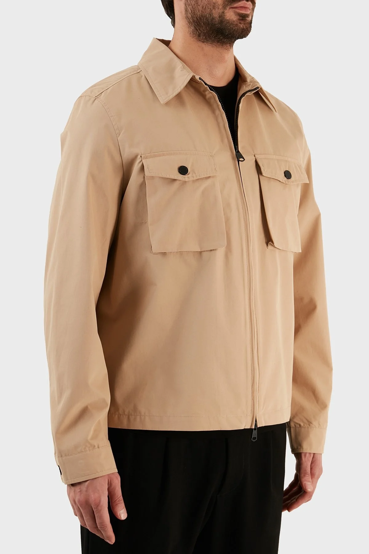 Calvin Klein Fermuarlı Pamuklu Regular Fit Erkek Gömlek Ceket K10K107136 PF2 BEJ - 3