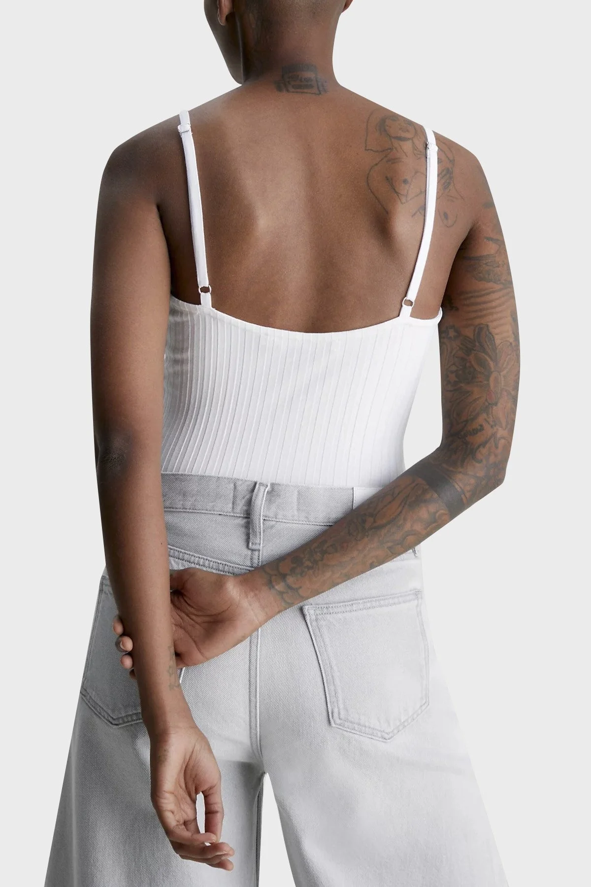 Calvin Klein Fitilli Fermuarlı Dar Kesim Streç Jarse J20J220776YAF Bayan Body J20J220776 YAF BEYAZ - 2