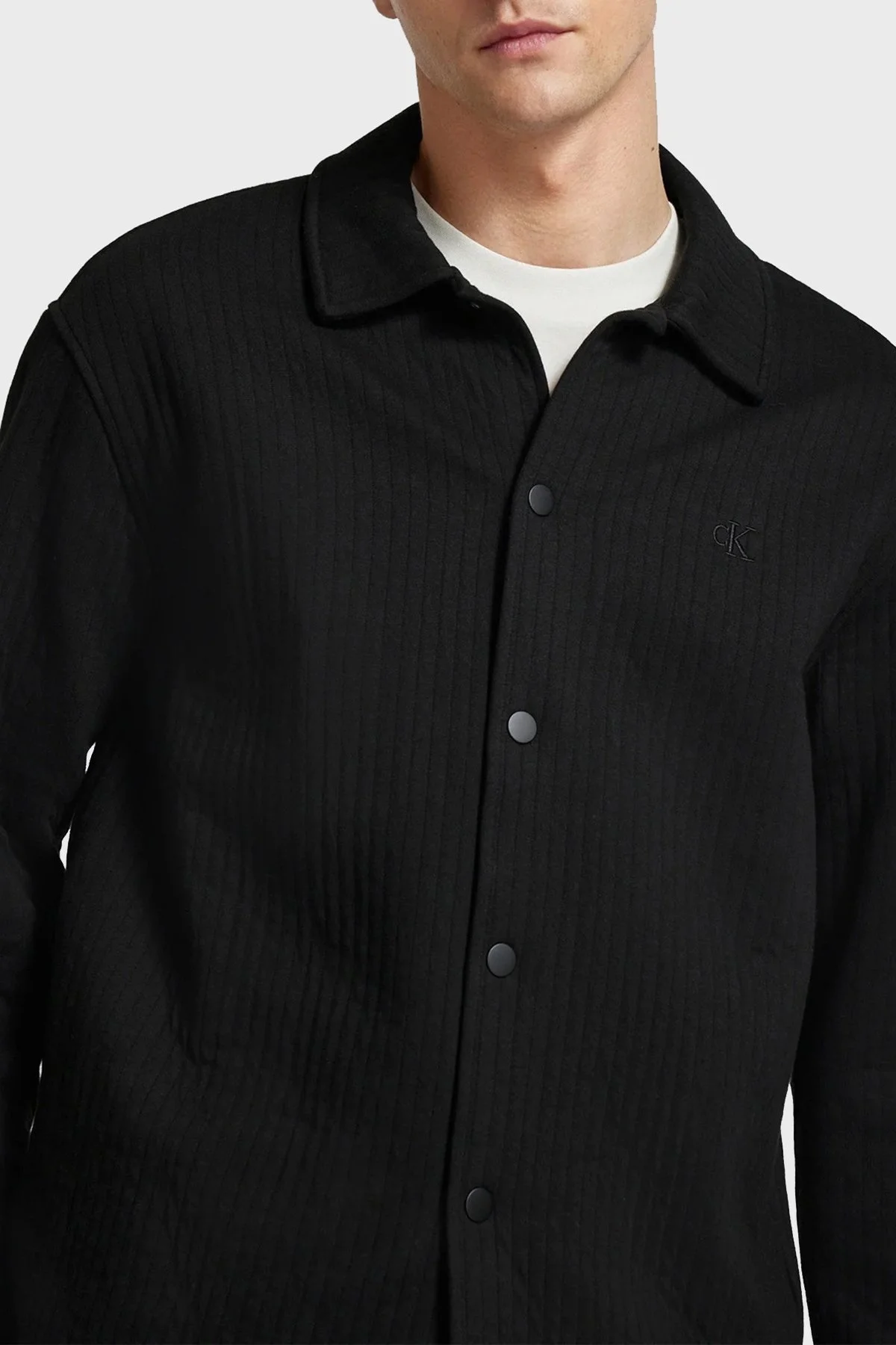 Calvin Klein Fitilli Pamuklu Regular Fit Çıtçıt Düğmeli J30J326405BEH Erkek Gömlek J30J326405 BEH SİYAH - 4