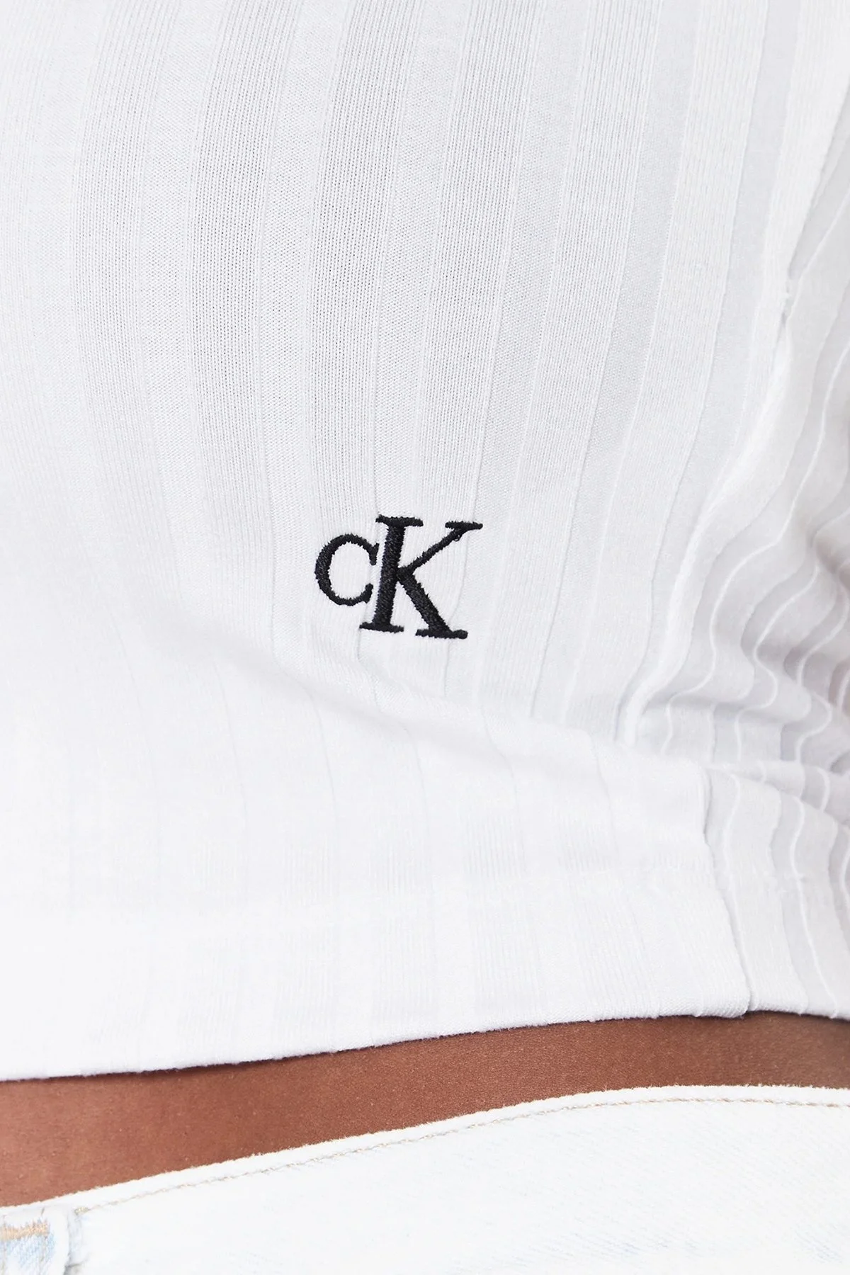 Calvin Klein Fitilli Slim Fit İp Askılı Streç Atlet J20J221009YAF Bayan Top J20J221009 YAF BEYAZ - 3