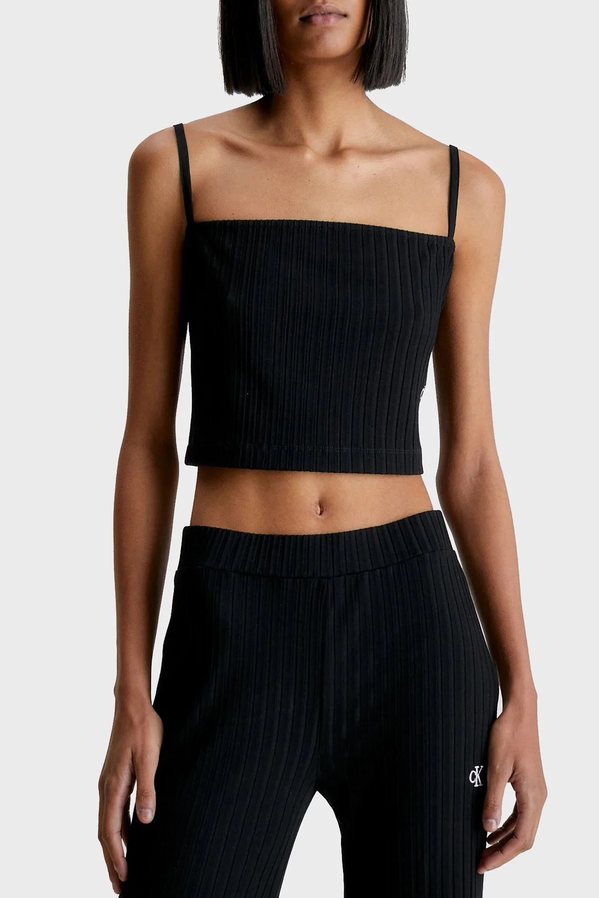 Calvin Klein Fitilli Slim Fit İp Askılı Streç J20J221009BEH Bayan Atlet J20J221009 BEH SİYAH - 1
