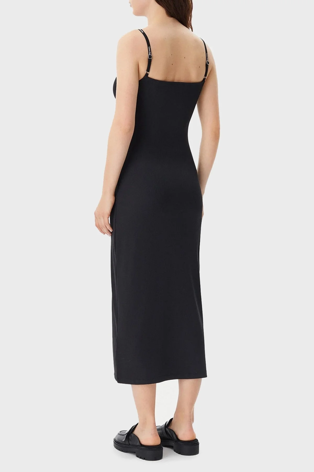 Calvin Klein Fitilli Streç İnce Askılı Slim Fit Midi Boy J20J225288BEH Bayan Elbise J20J225288 BEH SİYAH - 7