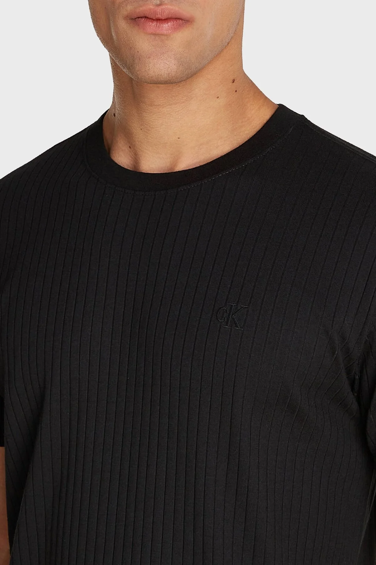 Calvin Klein Fitilli Streç Pamuklu Regular Fit Bisiklet Yaka J30J326149BEH Erkek T Shirt J30J326149 BEH SİYAH - 6