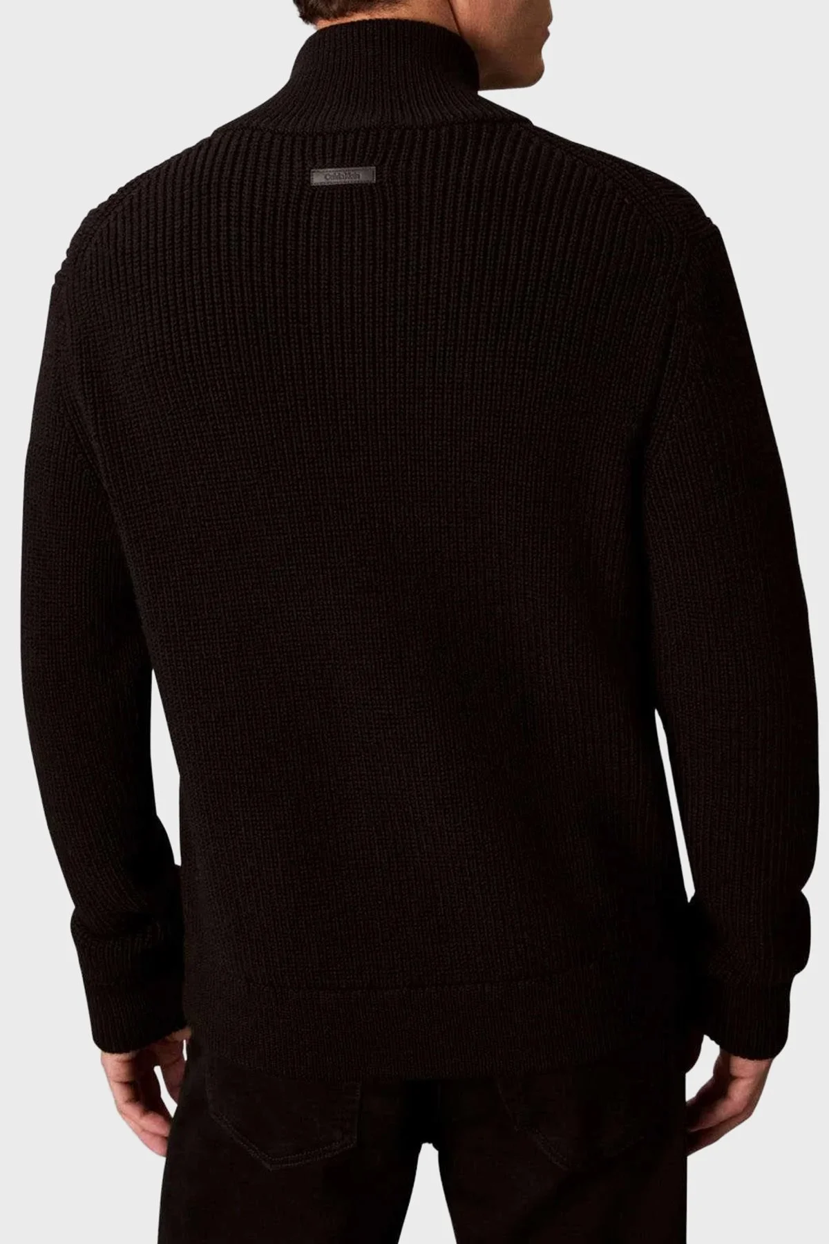 Calvin Klein Fitilli Yün Karışımlı Regular Fit Dik Yaka Fermuarlı LV04LD305GUB1 Erkek Hırka LV04LD305G UB1 SİYAH - 3