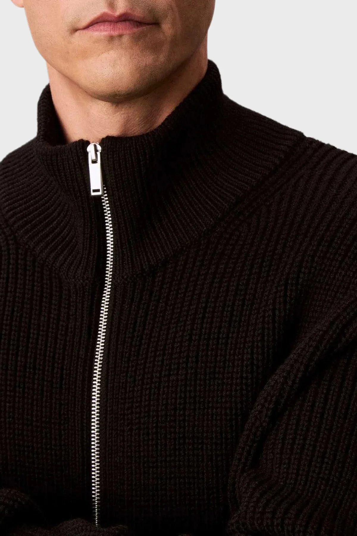 Calvin Klein Fitilli Yün Karışımlı Regular Fit Dik Yaka Fermuarlı LV04LD305GUB1 Erkek Hırka LV04LD305G UB1 SİYAH - 5