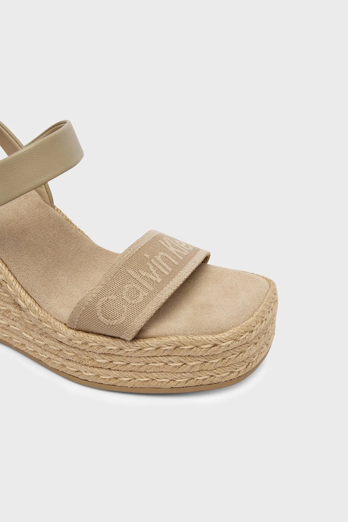 Calvin Klein Hakiki Deri Lgolu HW0HW02901PDT Bayan Sandalet HW0HW02901 PDT VİZON - 4