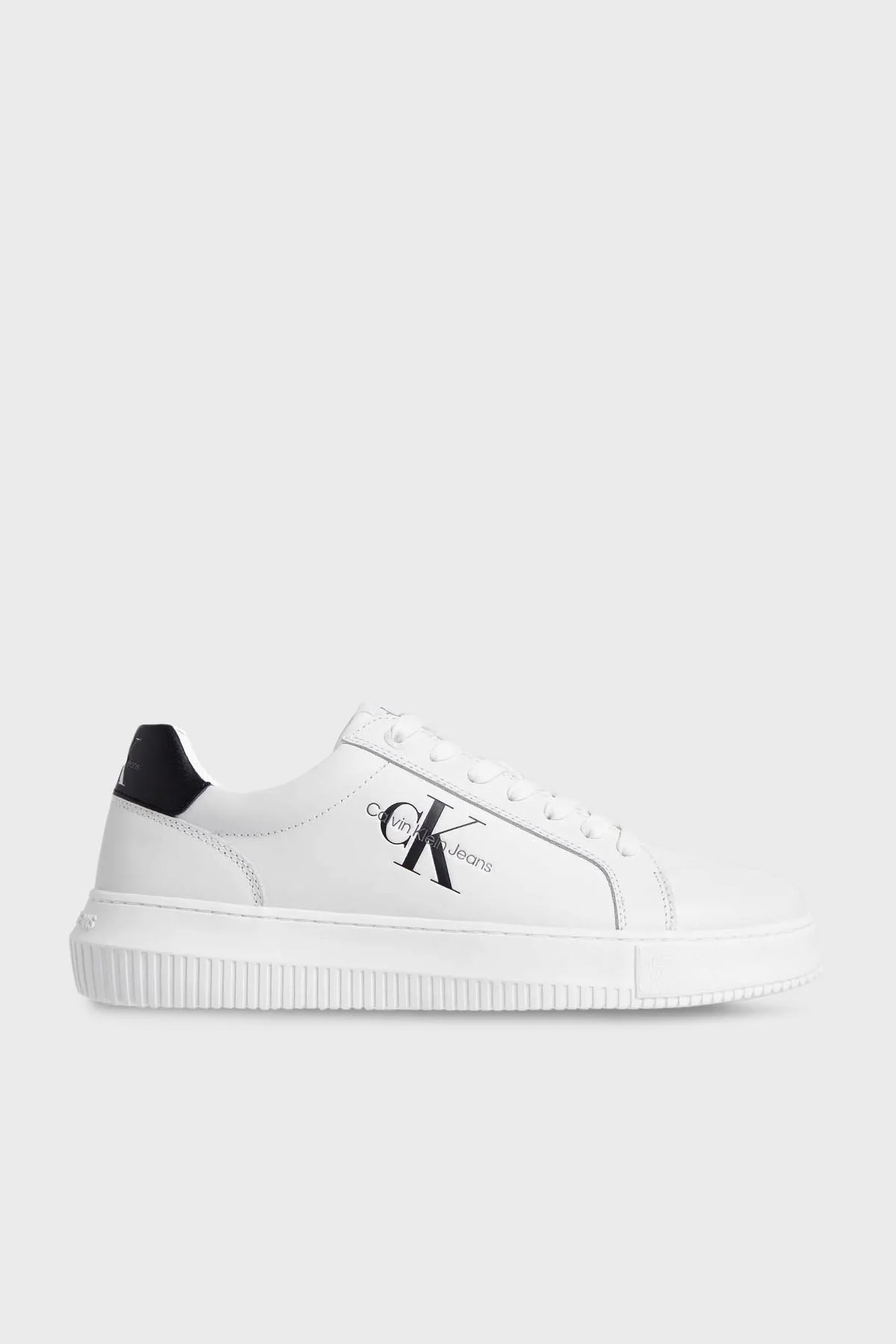 Calvin Klein Hakiki Deri Logolu Sneaker YM0YM006810LD Erkek Ayakkabı YM0YM00681 0LD BEYAZ-SİYAH - 6