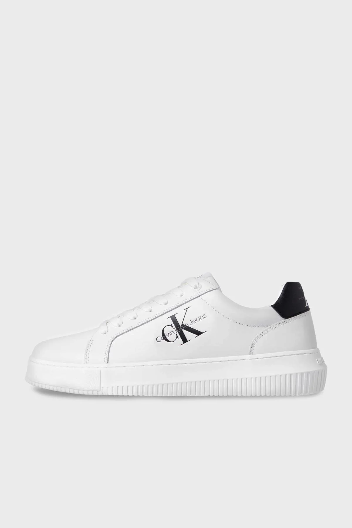 Calvin Klein Hakiki Deri Logolu Sneaker YM0YM006810LD Erkek Ayakkabı YM0YM00681 0LD BEYAZ-SİYAH - 7