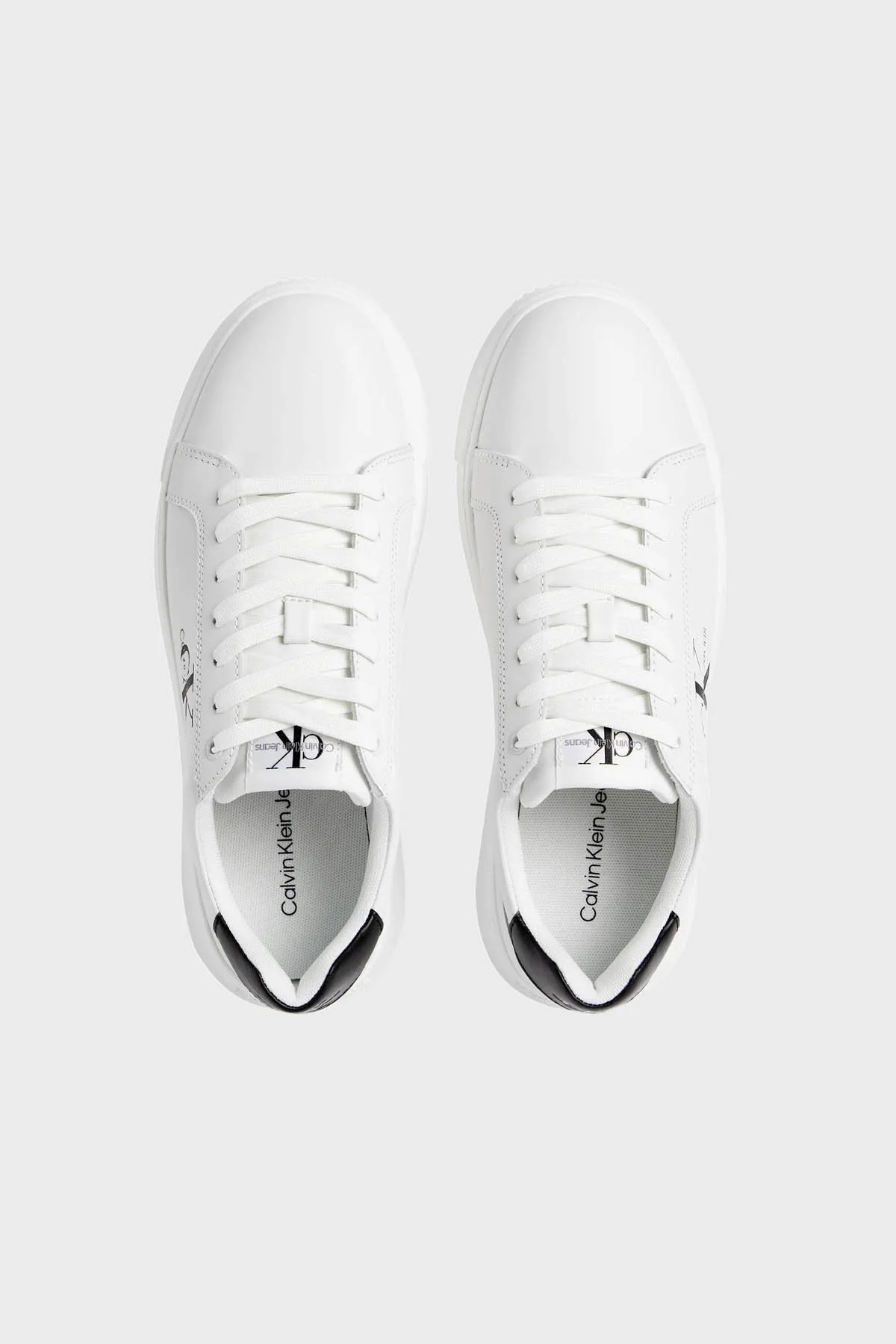 Calvin Klein Hakiki Deri Logolu Sneaker YM0YM006810LD Erkek Ayakkabı YM0YM00681 0LD BEYAZ-SİYAH - 9