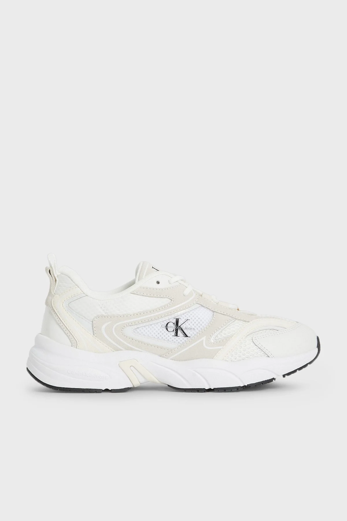 Calvin Klein Hakiki Deri Retro Sneaker YW0YW009440K5 Bayan Ayakkabı YW0YW00944 0K5 BEYAZ - 1