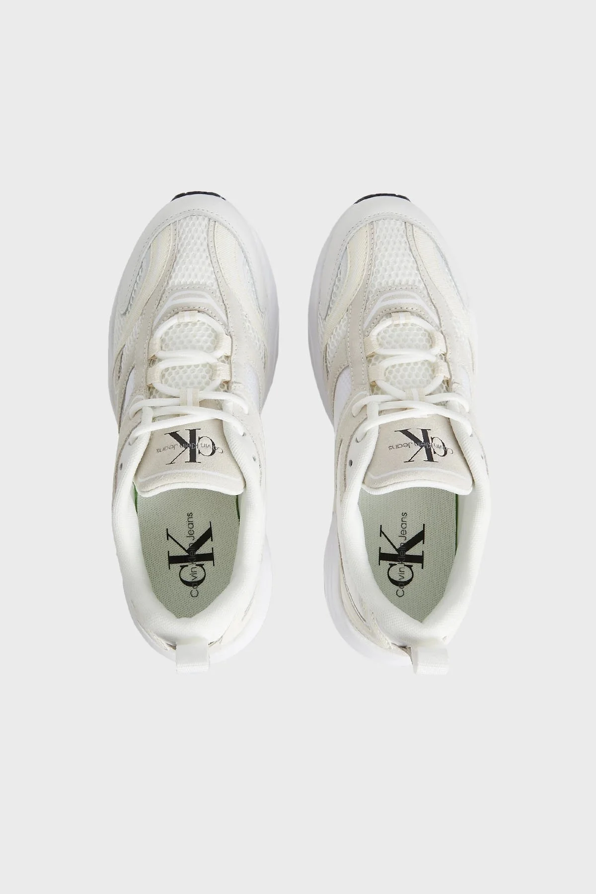 Calvin Klein Hakiki Deri Retro Sneaker YW0YW009440K5 Bayan Ayakkabı YW0YW00944 0K5 BEYAZ - 4