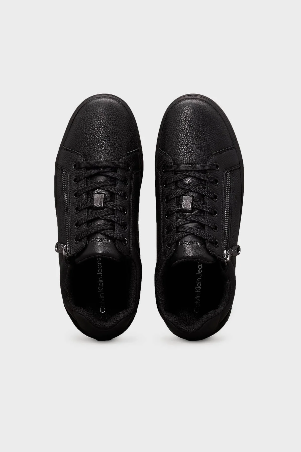 Calvin Klein Hakiki Deri Süet Detaylı Fermuarlı Sneaker YM0YM012540GJ Erkek Ayakkabı YM0YM01254 0GJ SİYAH - 11