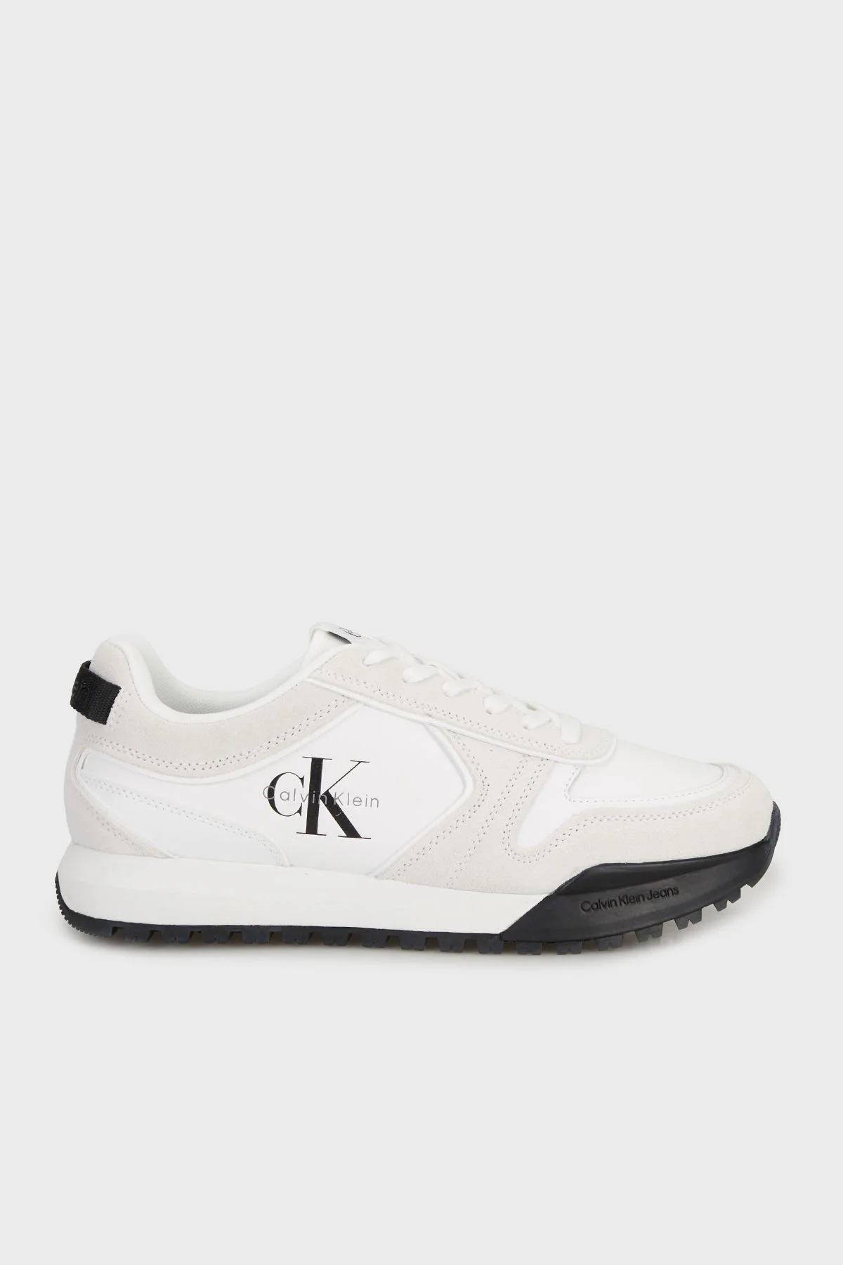 Calvin Klein Hakiki Deri Süet YM0YM0146101W Erkek Ayakkabı YM0YM01461 01W BEYAZ - 1