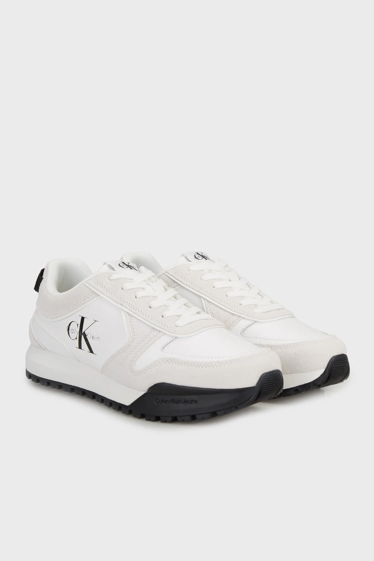 Calvin Klein Hakiki Deri Süet YM0YM0146101W Erkek Ayakkabı YM0YM01461 01W BEYAZ - 3