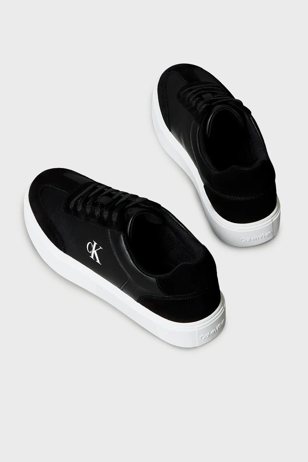 Calvin Klein Hakiki Deri ve Süet Karışımlı Sneaker YM0YM014290GM Erkek Ayakkabı YM0YM01429 0GM SİYAH-BEYAZ - 4