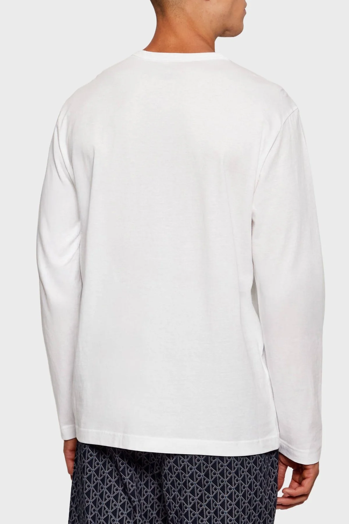 Calvin Klein Jakarlı Logolu % 100 Pamuk Relaxed Fit LV00NM295333E Erkek Pijama Takımı LV00NM2953 33E LACİVERT-BEYAZ - 3