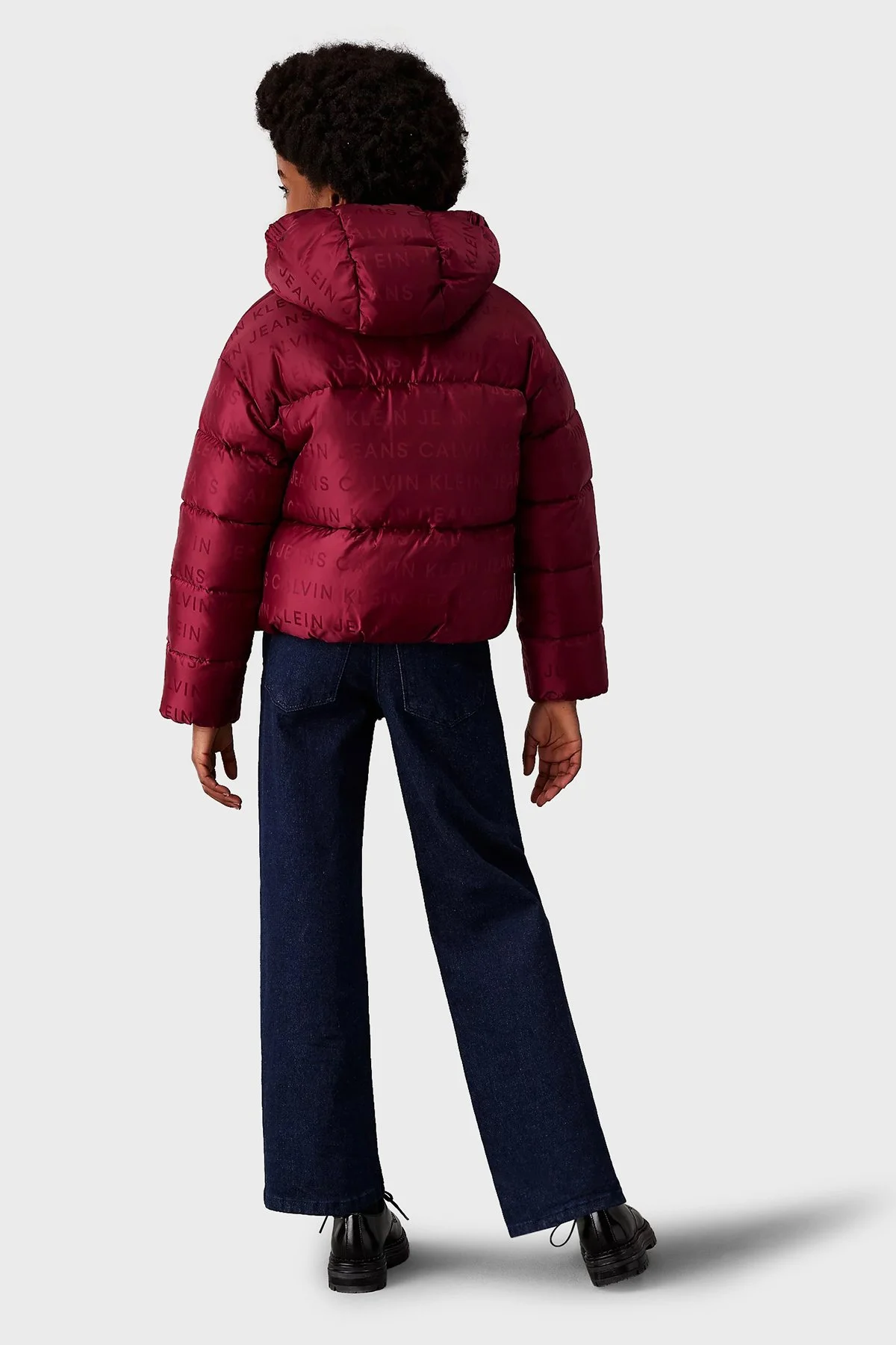 Calvin Klein Jakarlı Logolu Kapüşonlu Şişme IG0IG027300KS Çocuk Mont IG0IG02730 0KS BORDO - 7