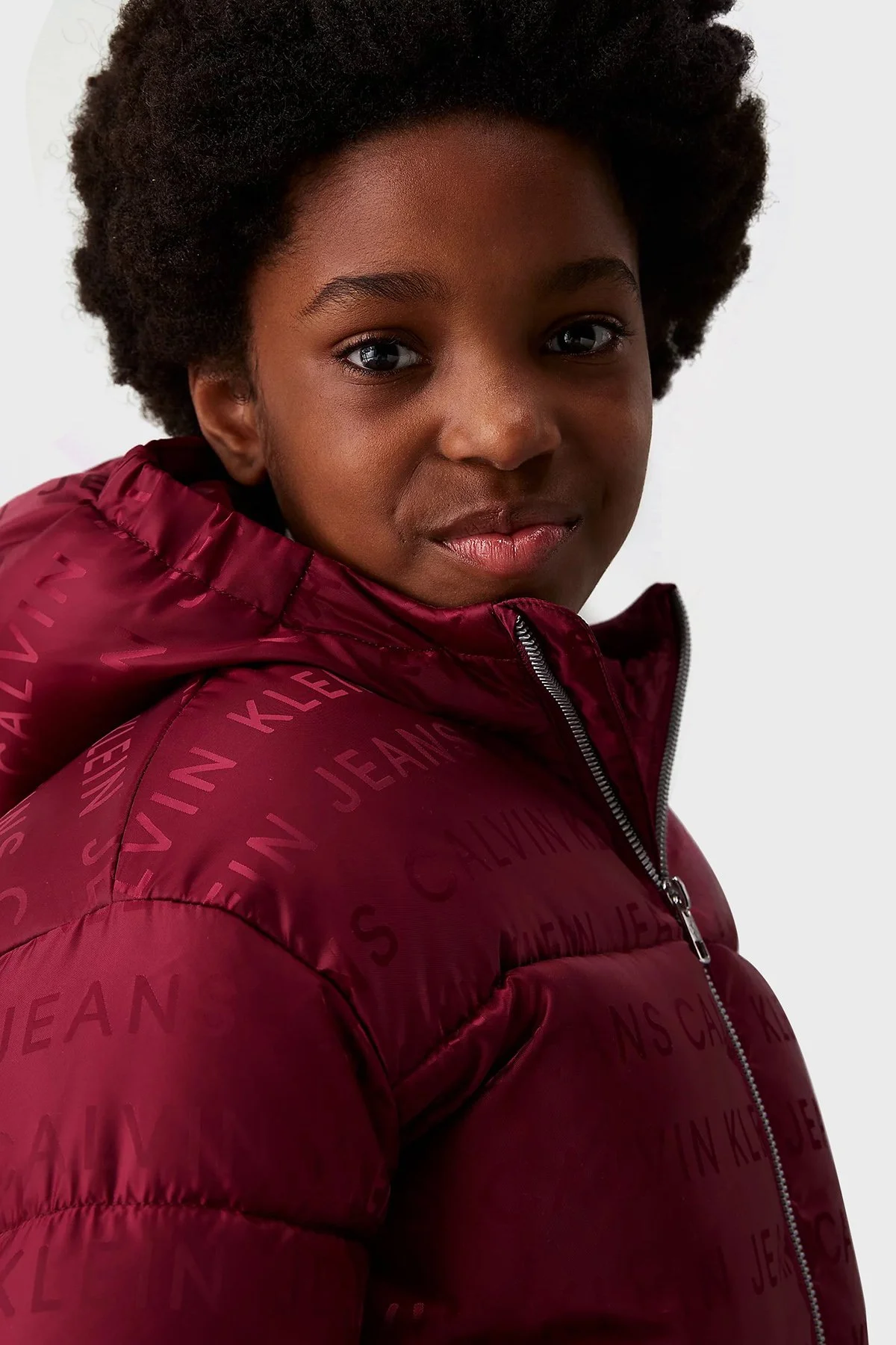 Calvin Klein Jakarlı Logolu Kapüşonlu Şişme IG0IG027300KS Çocuk Mont IG0IG02730 0KS BORDO - 8