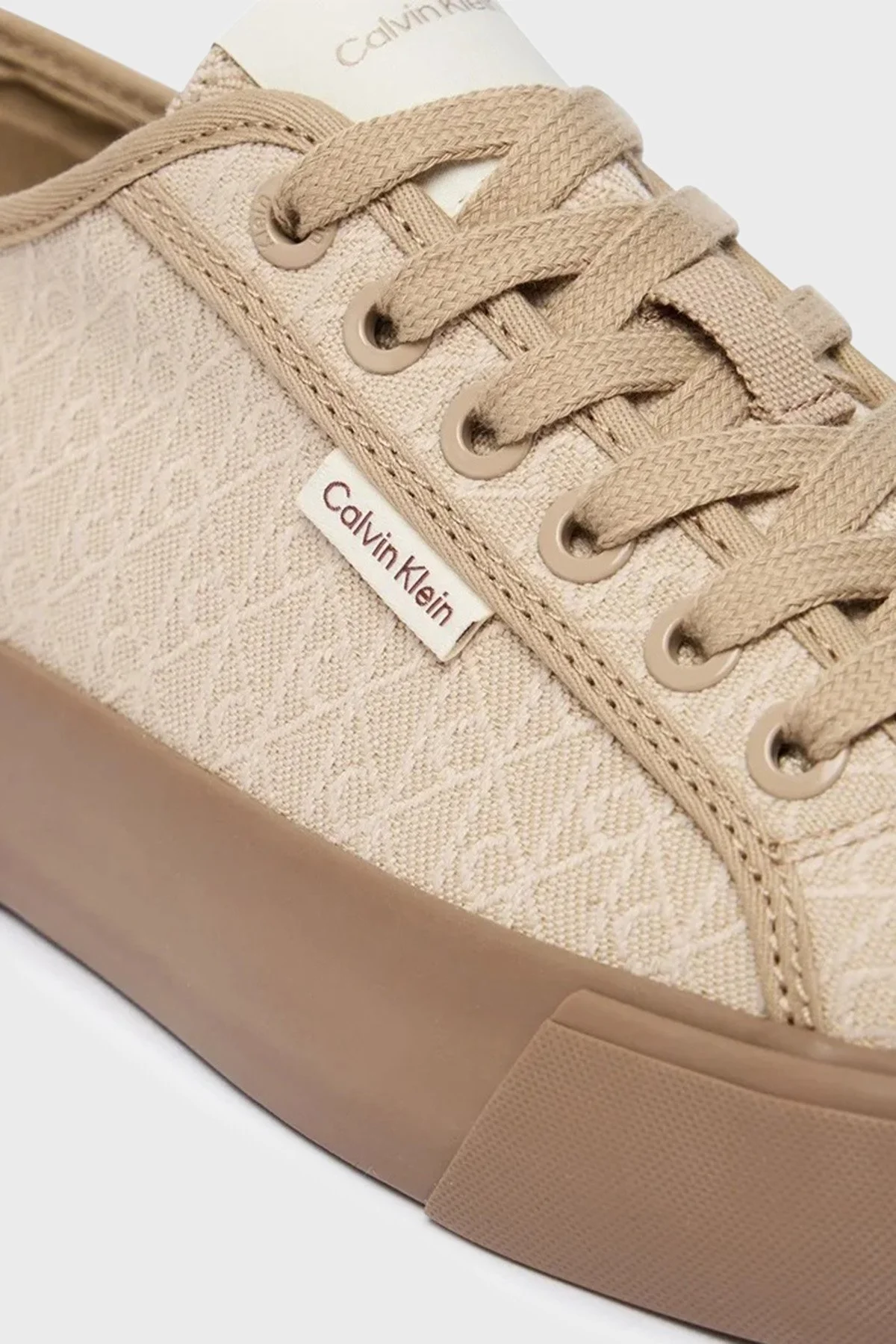 Calvin Klein Jakarlı Logolu Sneaker Kadın Ayakkabı HW0HW03142 A04 BEJ - 5