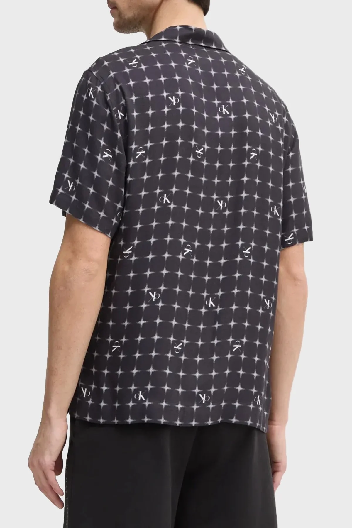 Calvin Klein Jakarlı Regular Fit Kısa Kollu KM0KM011480GO Erkek Gömlek KM0KM01148 0GO SİYAH - 8