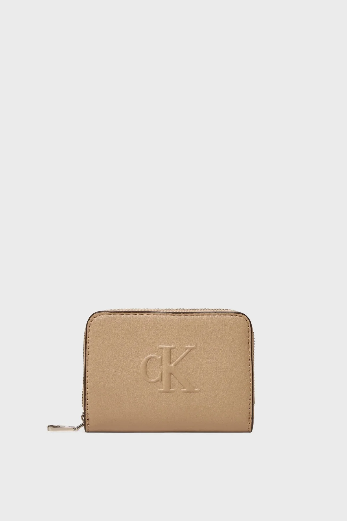 US Calvin Klein Kabartma Logolu Fermuarlı LV04K1004GPBF Bayan Cüzdan LV04K1004G PBF BEJ - 5