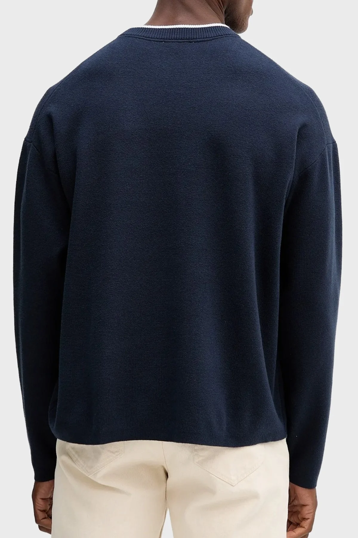 Calvin Klein Kabartmalı Logolu Regular Fit Sıfır Yaka LV04RD300GCEF Erkek Kazak LV04RD300G CEF LACİVERT - 2