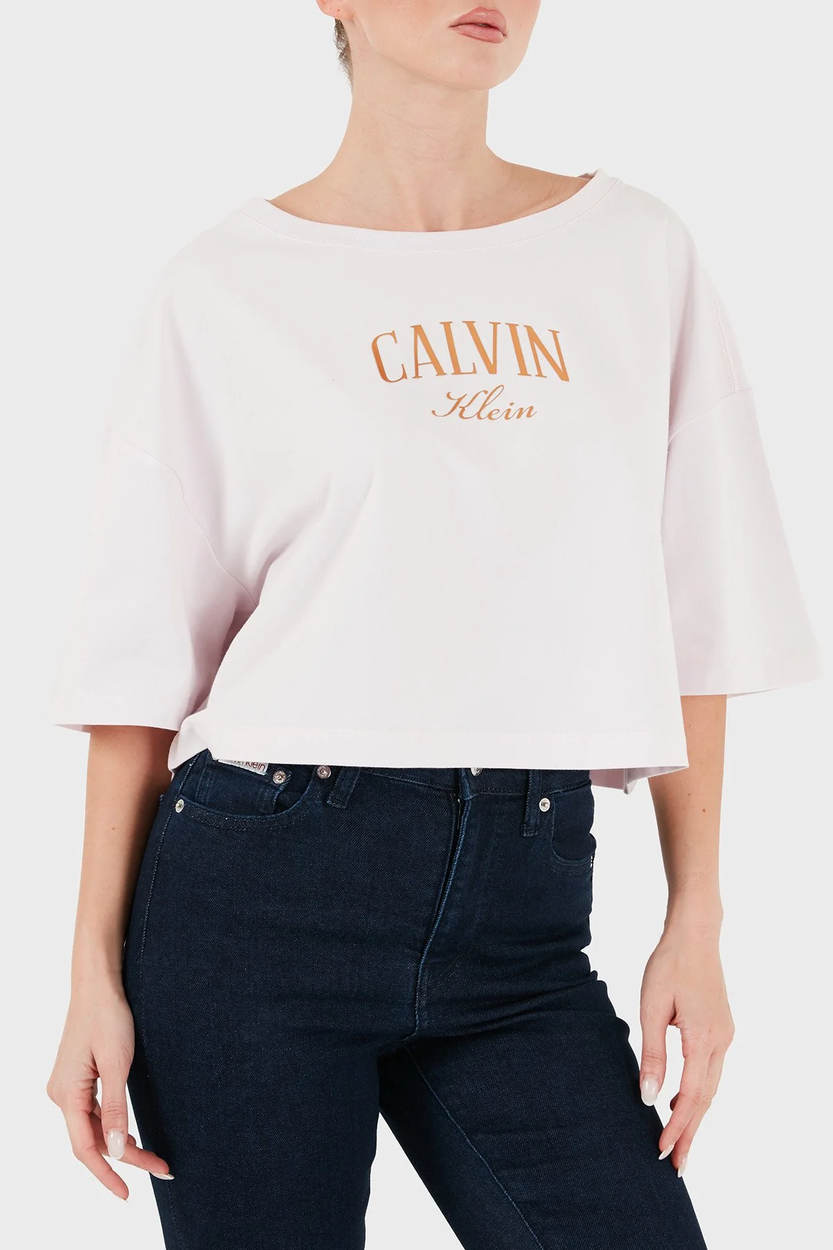 Calvin Klein Kadın T Shirt LV047H823G 3FS Pudra - 3