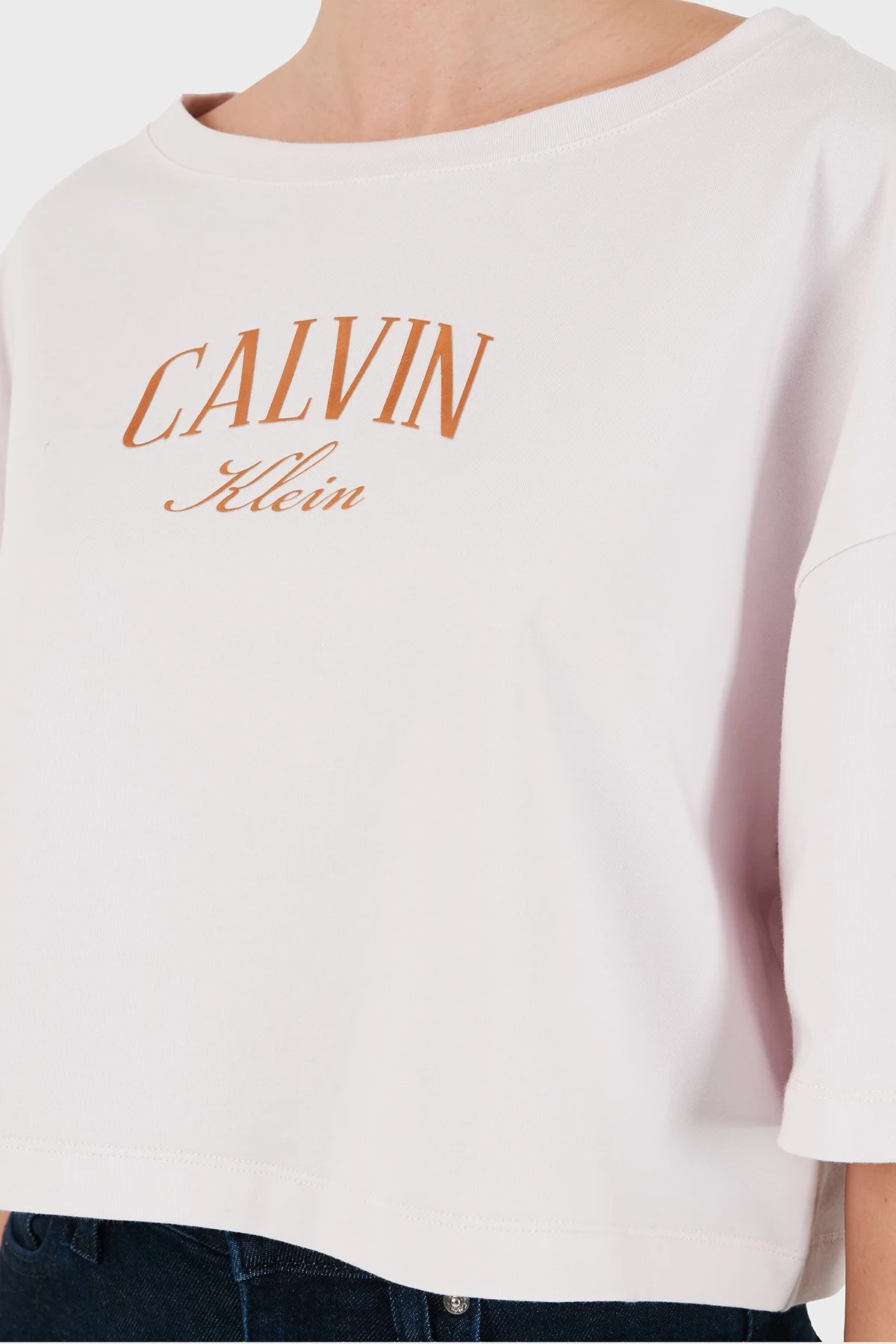 Calvin Klein Kadın T Shirt LV047H823G 3FS Pudra - 5