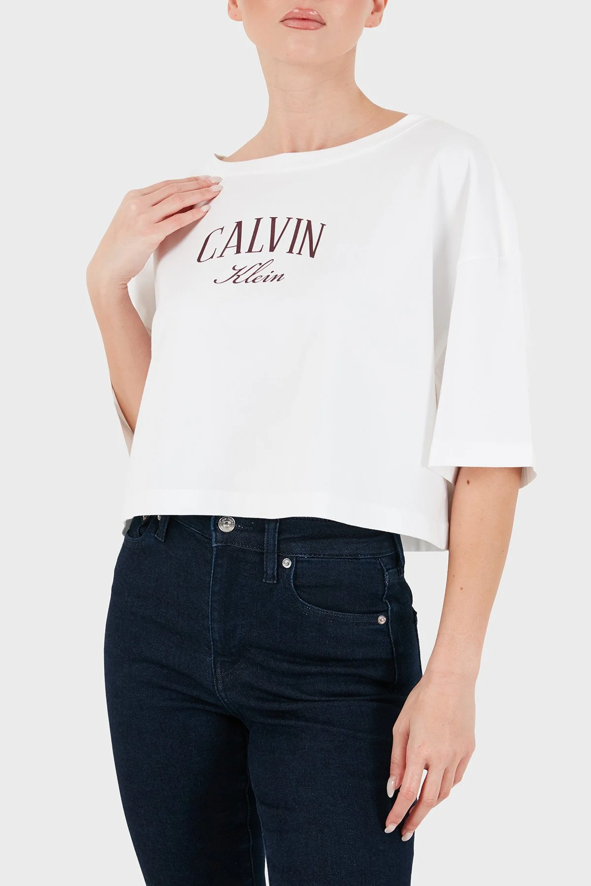 Calvin Klein Kadın T Shirt LV047H823G YAF Beyaz - 4