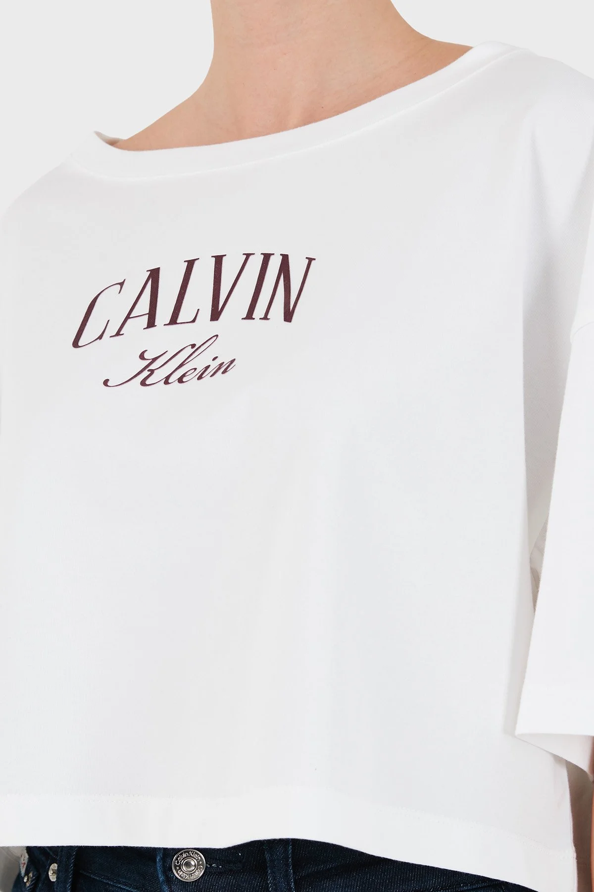 Calvin Klein Kadın T Shirt LV047H823G YAF Beyaz - 5