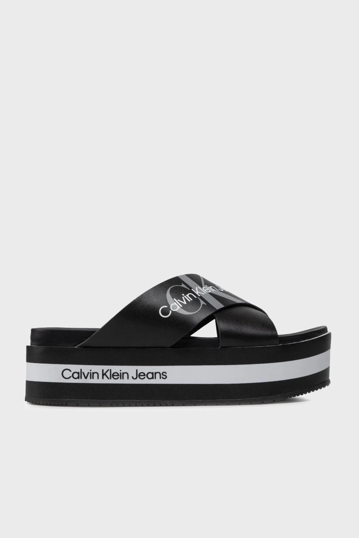 Calvin Klein Kalın Taban Hakiki Deri Bayan Terlik YW0YW00562 BDS SİYAH - 1