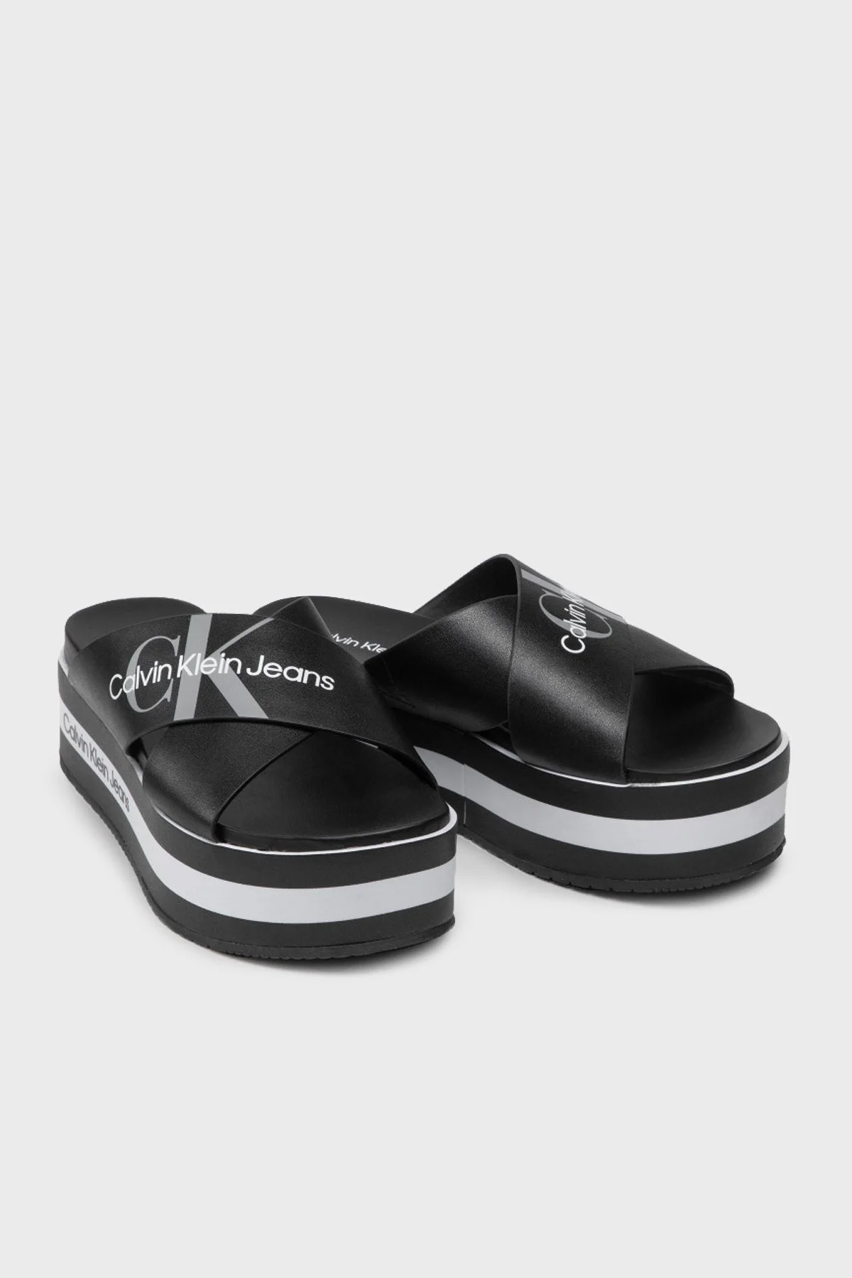 Calvin Klein Kalın Taban Hakiki Deri Bayan Terlik YW0YW00562 BDS SİYAH - 2