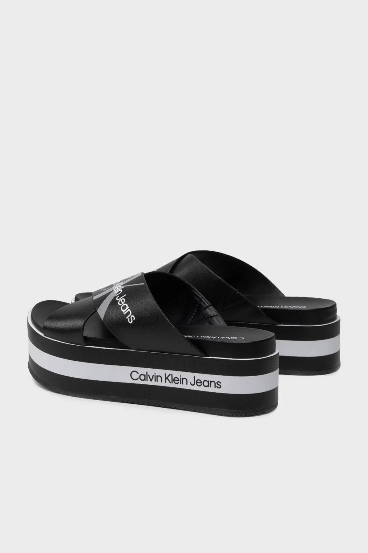 Calvin Klein Kalın Taban Hakiki Deri Bayan Terlik YW0YW00562 BDS SİYAH - 4