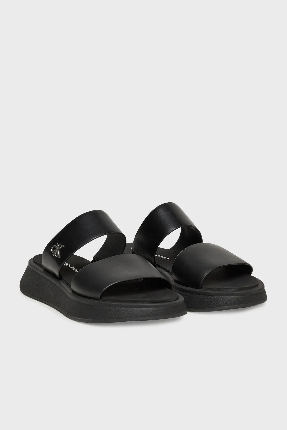 Calvin Klein Kalın Taban Logolu Deri YW0YW016940GJ Bayan Sandalet YW0YW01694 0GJ SİYAH - 8