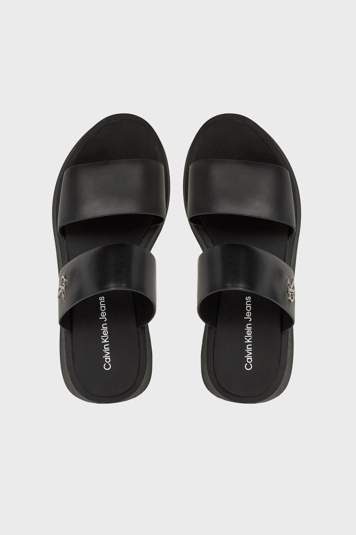 Calvin Klein Kalın Taban Logolu Deri YW0YW016940GJ Bayan Sandalet YW0YW01694 0GJ SİYAH - 10