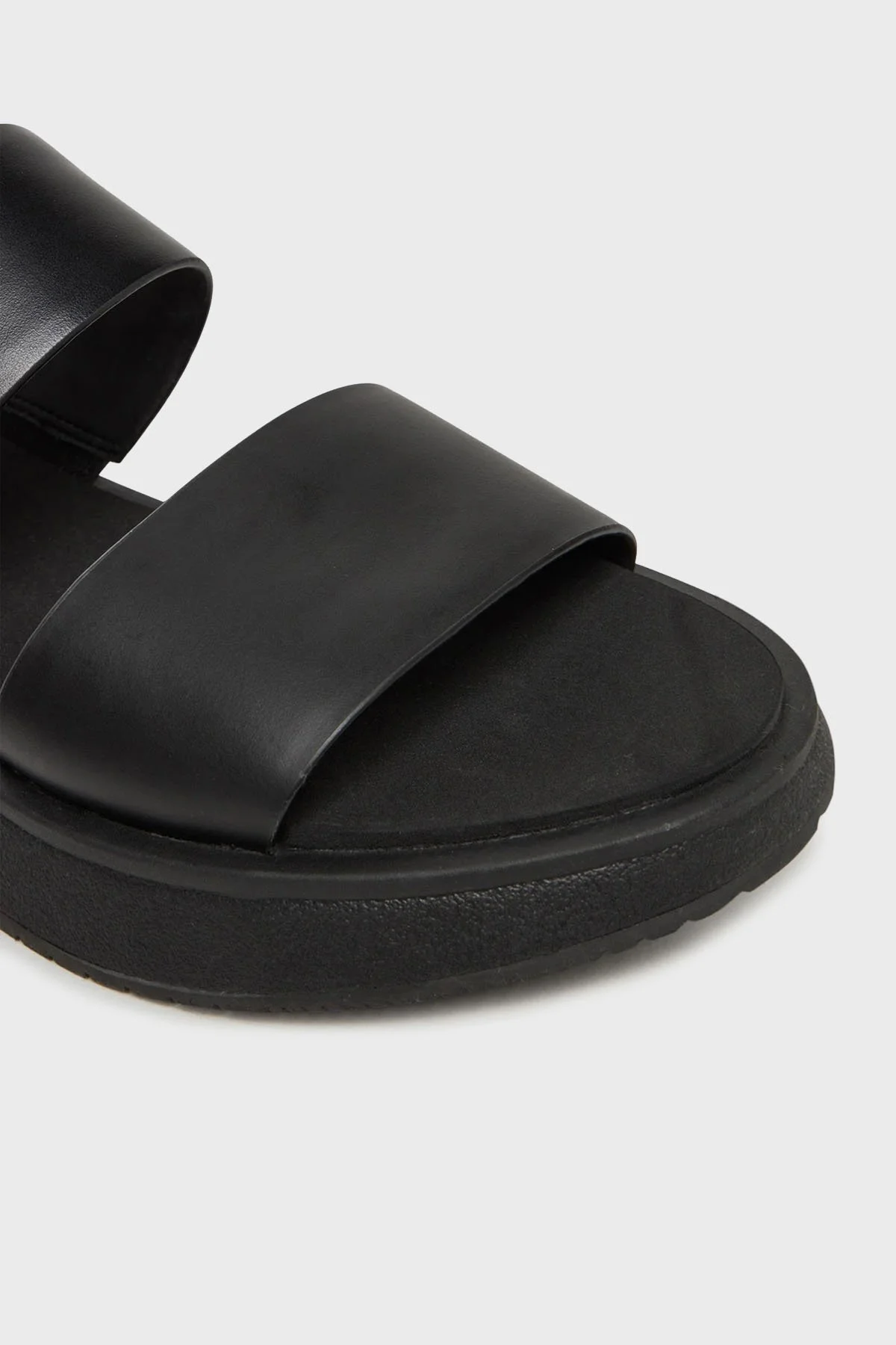 Calvin Klein Kalın Taban Logolu Deri YW0YW016940GJ Bayan Sandalet YW0YW01694 0GJ SİYAH - 11