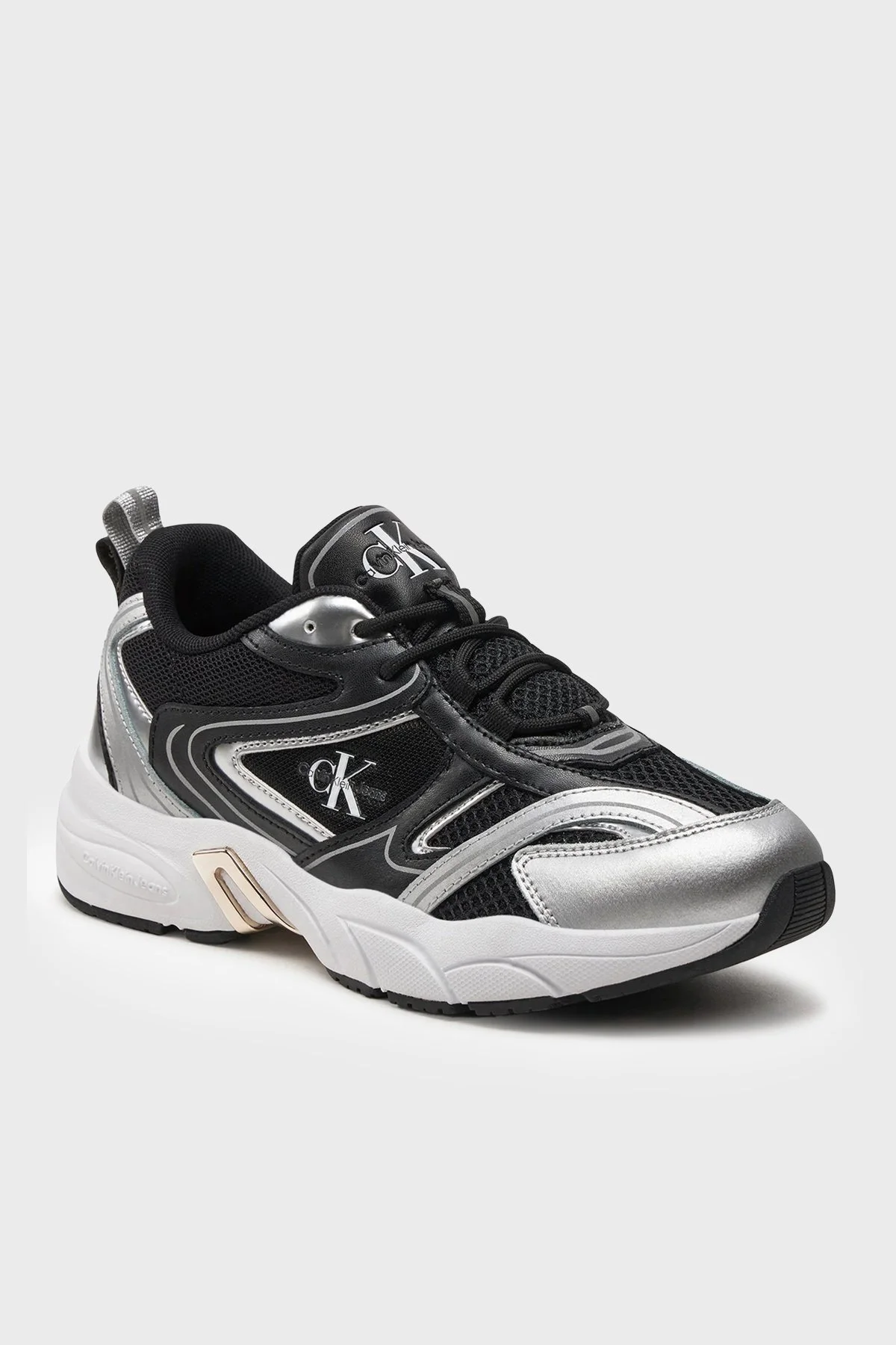 Calvin Klein Kalın Tabanlı Retro Model Tennis Low Lace Sneaker YW0YW013810GN Bayan Ayakkabı YW0YW01381 0GN SİYAH-GÜMÜŞ - 3