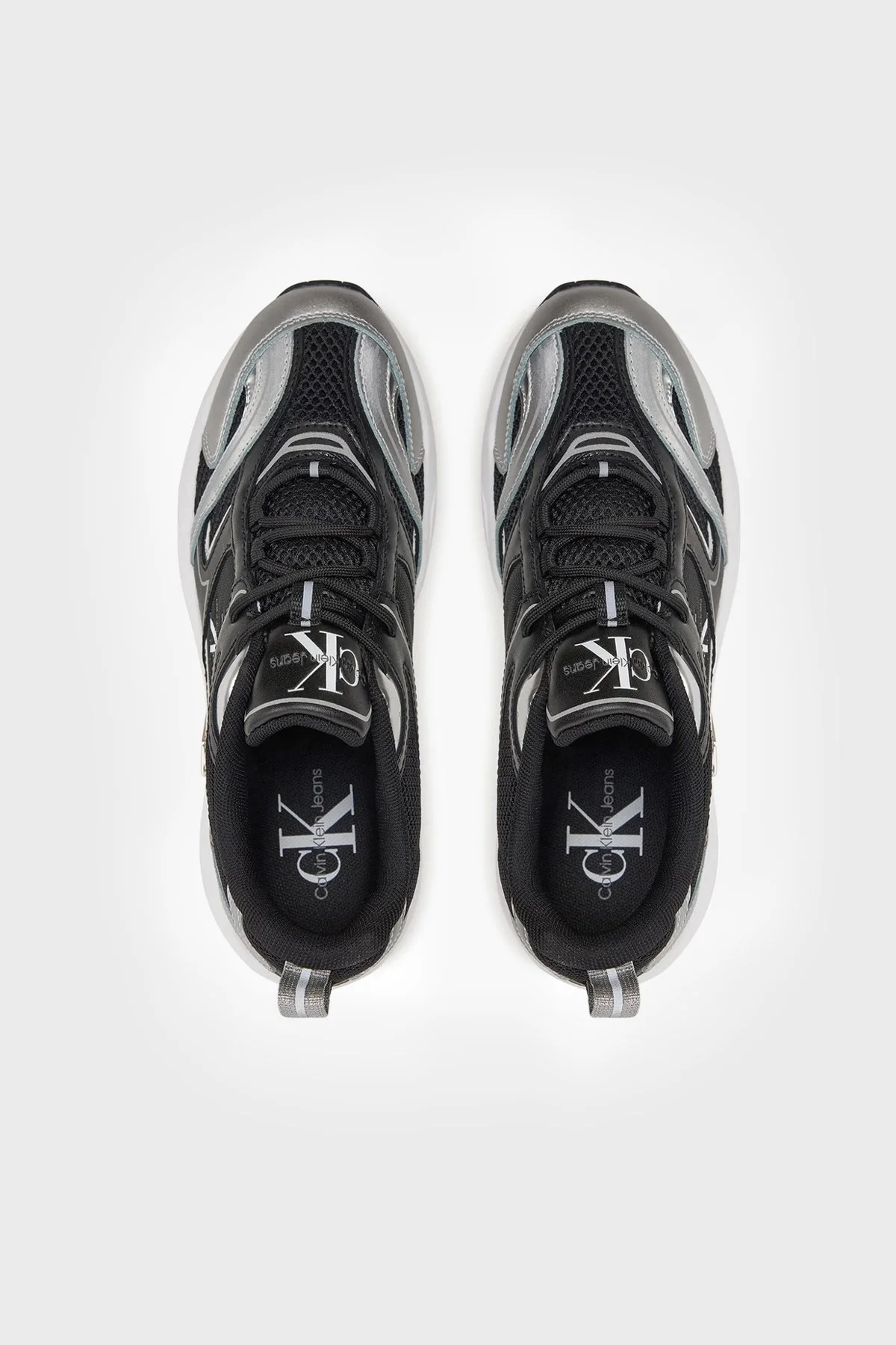 Calvin Klein Kalın Tabanlı Retro Model Tennis Low Lace Sneaker YW0YW013810GN Bayan Ayakkabı YW0YW01381 0GN SİYAH-GÜMÜŞ - 6