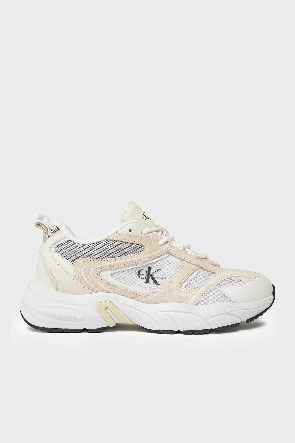 Calvin Klein Kalın Tabanlı Retro Model Tennis Su-Mesh Sneaker YW0YW008910GG Bayan Ayakkabı YW0YW00891 0GG Beyaz-Krem-Siyah - 1