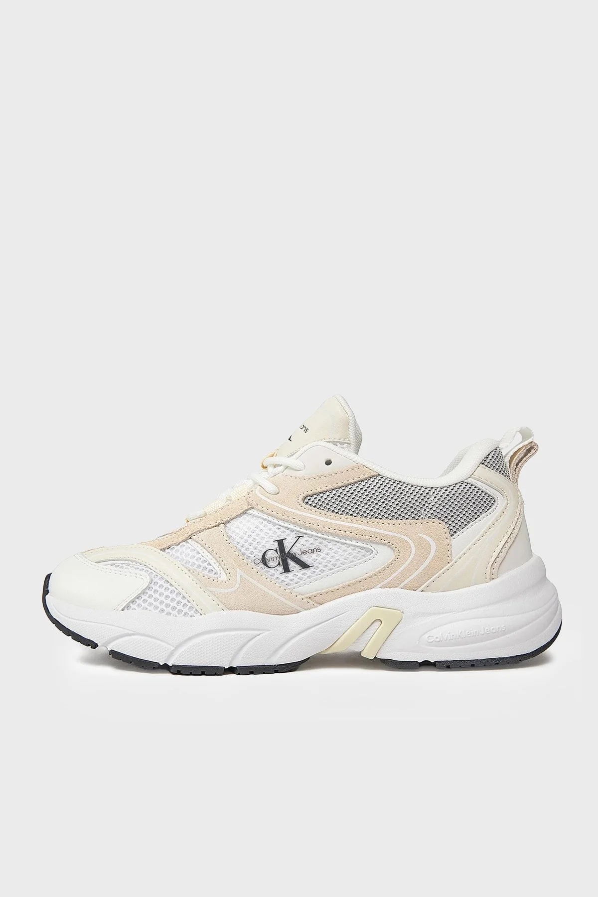 Calvin Klein Kalın Tabanlı Retro Model Tennis Su-Mesh Sneaker YW0YW008910GG Bayan Ayakkabı YW0YW00891 0GG Beyaz-Krem-Siyah - 2