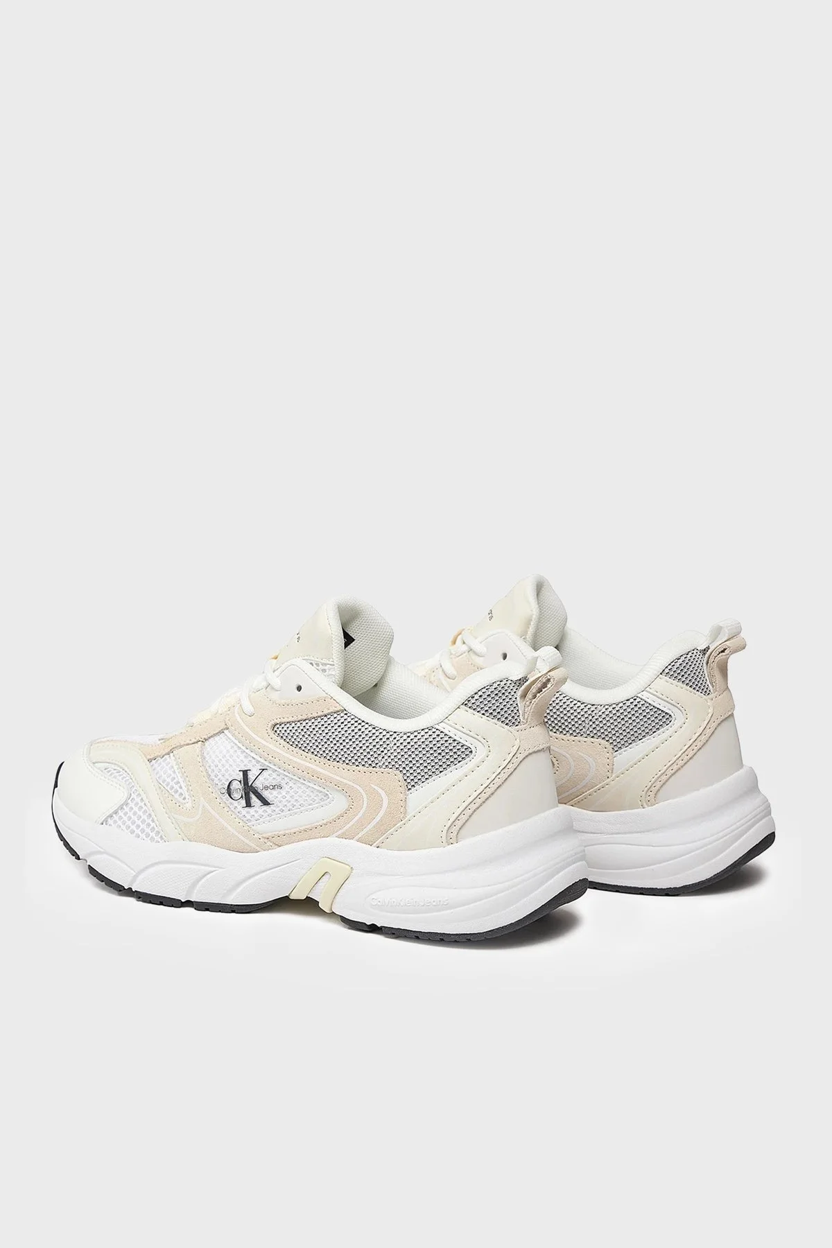 Calvin Klein Kalın Tabanlı Retro Model Tennis Su-Mesh Sneaker YW0YW008910GG Bayan Ayakkabı YW0YW00891 0GG Beyaz-Krem-Siyah - 4