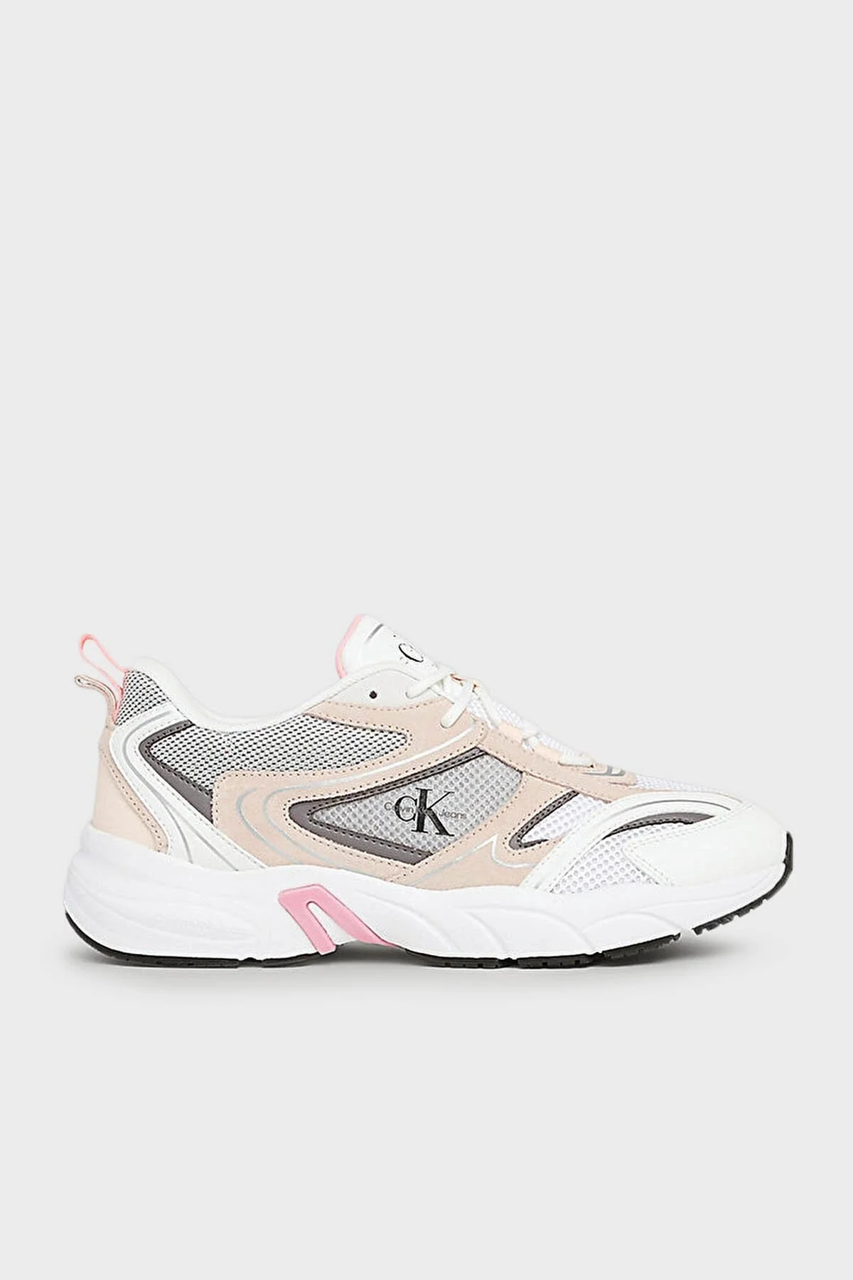 Calvin Klein Kalın Tabanlı Retro Model Tennis Su-Mesh Sneaker YW0YW008910LC Bayan Ayakkabı YW0YW00891 0LC BEYAZ-PUDRA - 1